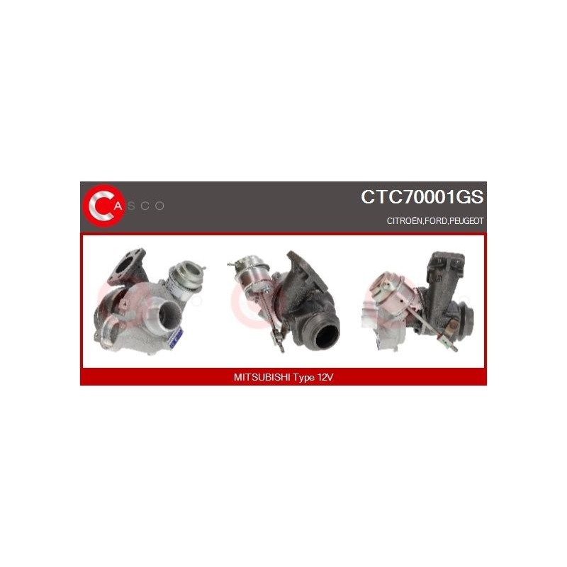 Turbo CASCO CTC70001GS pour CITROËN BERLINGO MULTISPACE (B9) 1.6 HDi 75 16V 75 CV