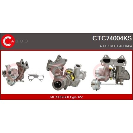 Turbo CASCO CTC74004KS pour FIAT 500 (312_) 0.9 (312AXG1A, 312.AXG11) 86 CV