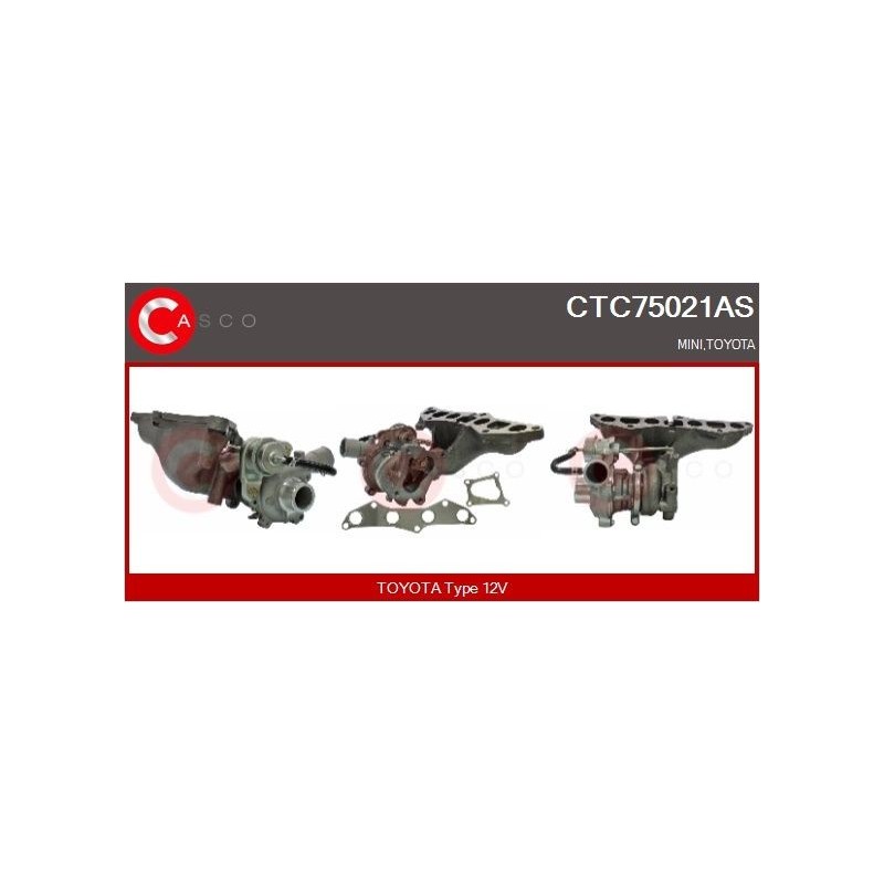 Turbo CASCO CTC75021AS pour TOYOTA YARIS (_P13_) 1.4 D (NLP130_, NLP130) 90 CV