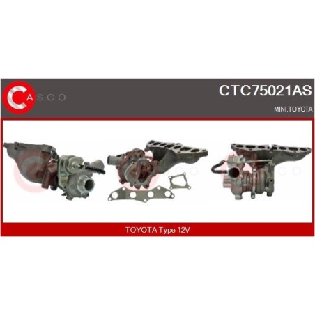 Turbo CASCO CTC75021AS pour TOYOTA YARIS (_P13_) 1.4 D (NLP130_, NLP130) 90 CV