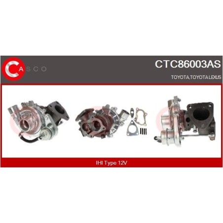 Turbo CASCO CTC86003AS pour TOYOTA HILUX VII Pick-up (_N1_, _N2_, _N3_) 2.5 D 4WD (KUN25) 102 CV